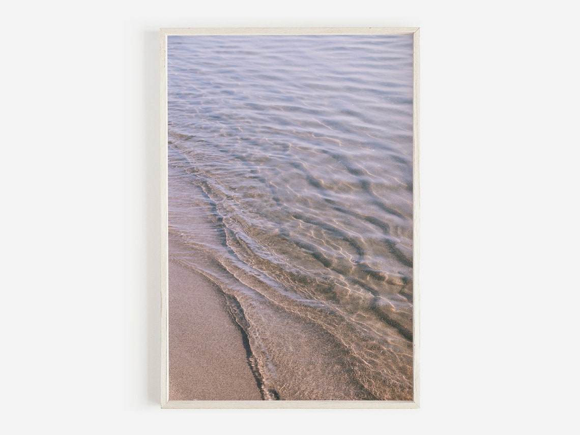 Gentle Ocean Ripples Pastel Sand Shoreline Minimal Travel Poster