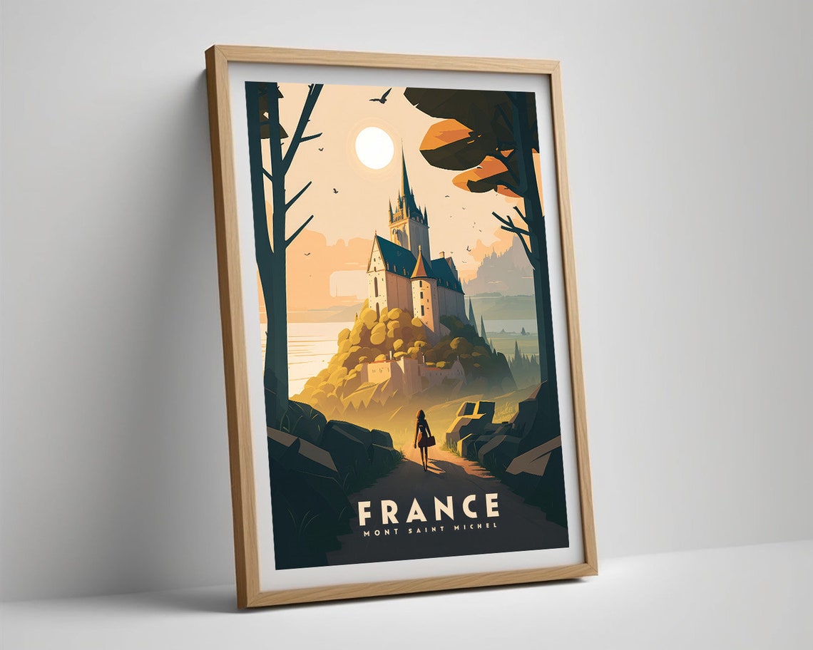 France Mont Saint Michel Travel Poster France Mont Saint Michel Wall Art Print France Painting Illustration France Watercolor Art - Image 5