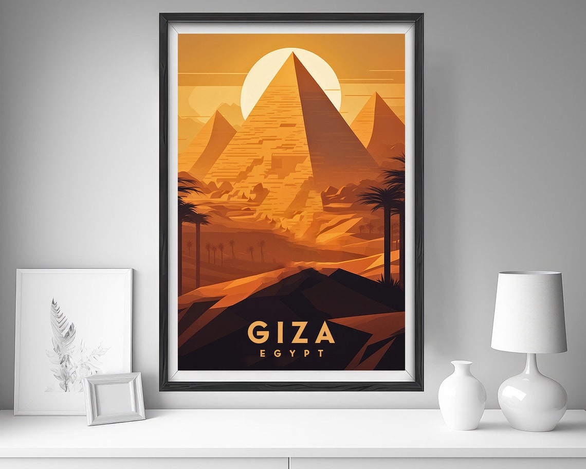 Egypt Giza Travel Poster Egypt Giza Wall Art Print Egypt Giza Painting Egypt Giza Illustration Egypt Giza Watercolor Decor - Image 4