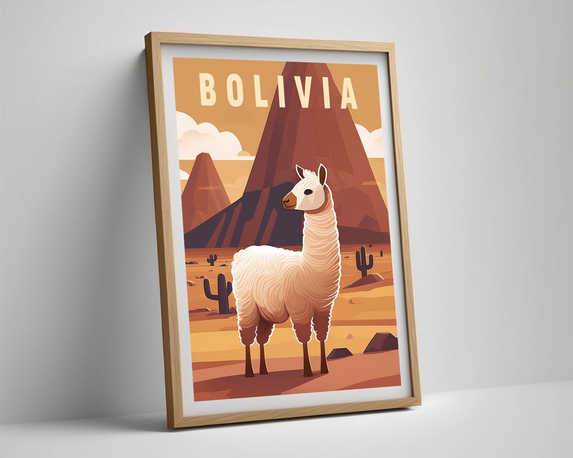 Bolivia Llama Travel Poster Bolivia Llama Wall Art Print Bolivia Llama Painting Illustration Bolivia Llama Watercolor Home Decor - Image 5