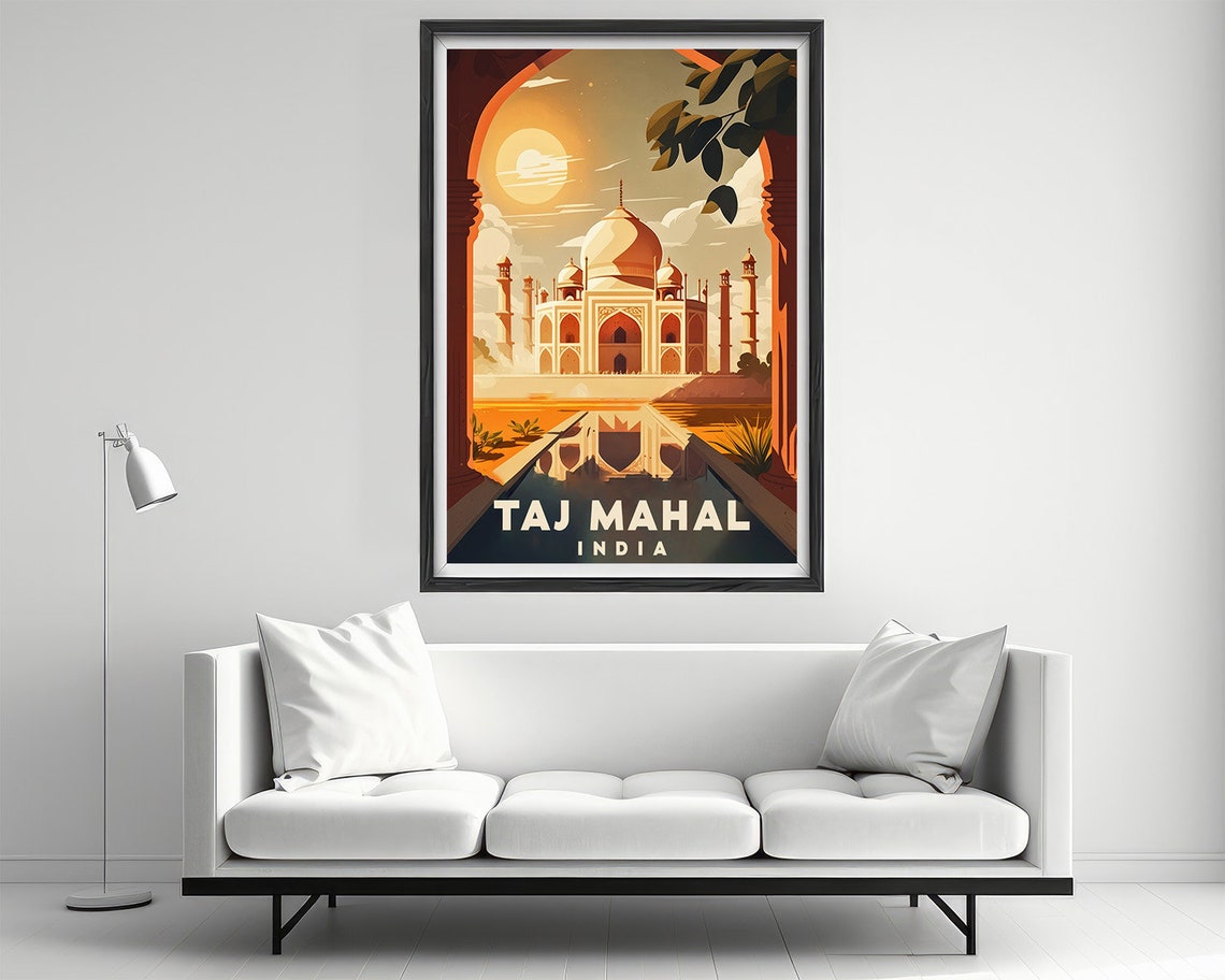 Taj Mahal India Travel Poster Taj Mahal India Wall Art Print Taj Mahal India Painting Illustration Taj Mahal Watercolor Home Decor - Image 2
