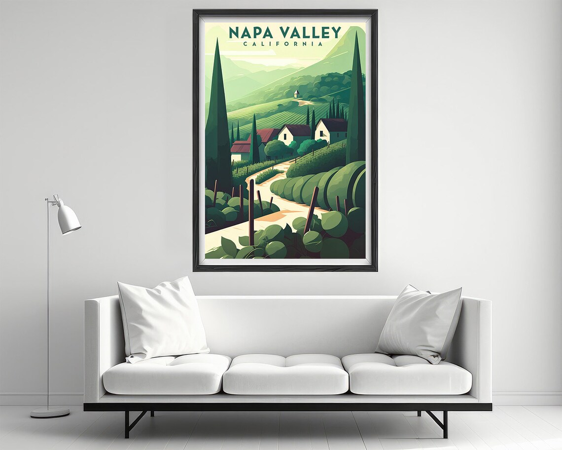 Napa Valley California Vineyard Travel Poster Wine Country Art - Image 2