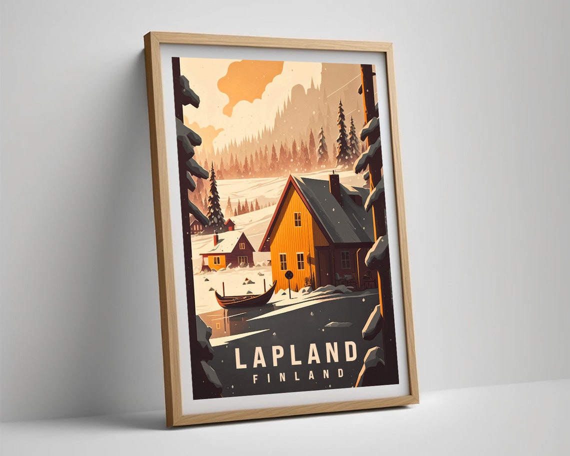 Lapland Finland Travel Poster Lapland Finland Wall Art Print Lapland Finland Finland Painting Illustration Lapland Watercolor Home Decor - Image 5