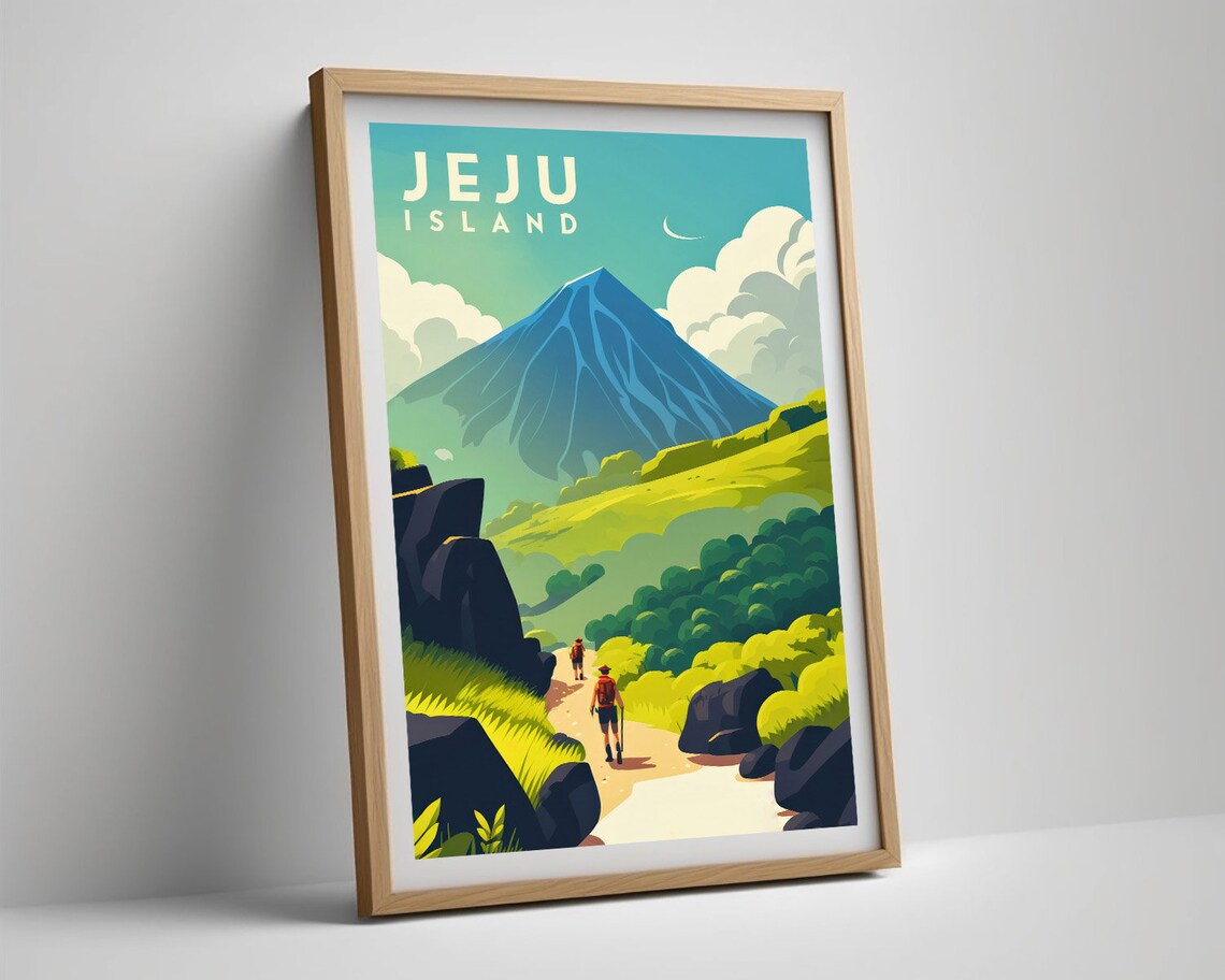 Jeju Island Korea Volcano Mountain Hiking Trail Scenic Travel Poster - Image 5