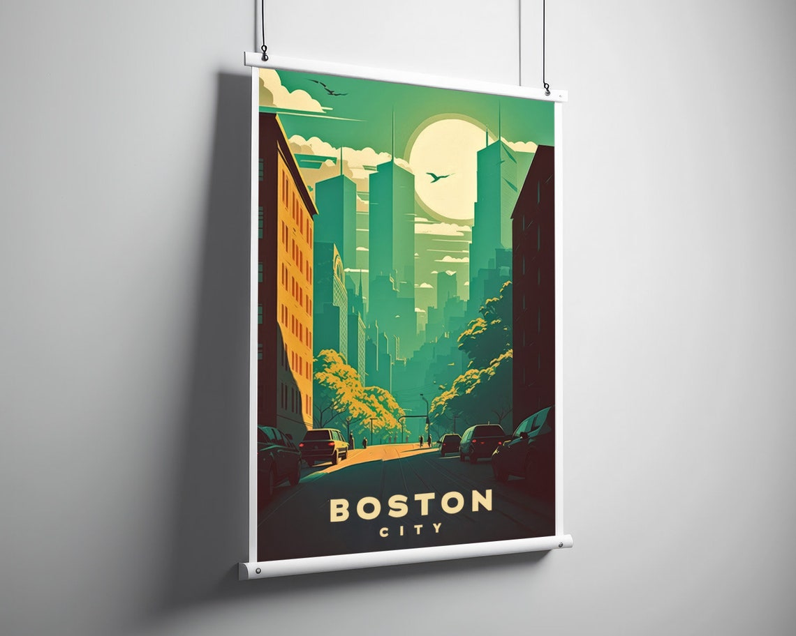 Boston America Travel Poster Boston America Wall Art Print Boston America Painting Boston America Illustration Boston Watercolor - Image 3