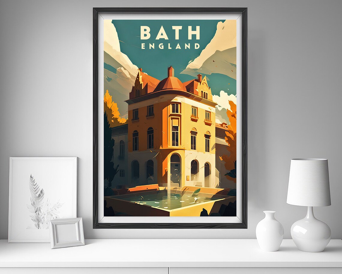 Bath England Georgian Bathhouse Vintage Travel Poster Thermal Pool - Image 4