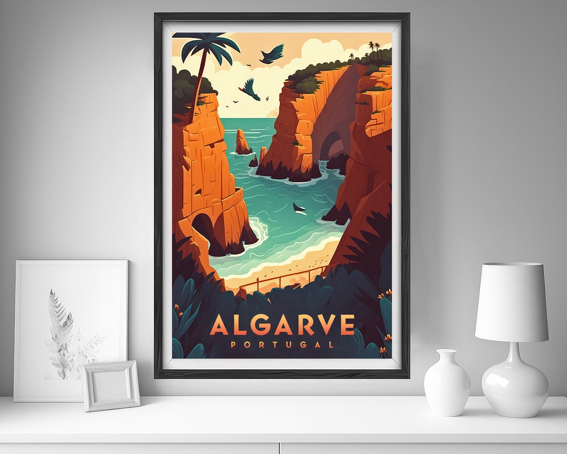 Algarve Portugal Travel Poster Algarve Portugal Wall Art Print Algarve Portugal Painting Illustration Algarve Portugal Watercolor - Image 4