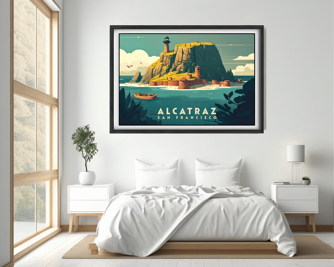Alcatraz Island San Francisco Vintage Travel Poster Lighthouse Bay - Image 4