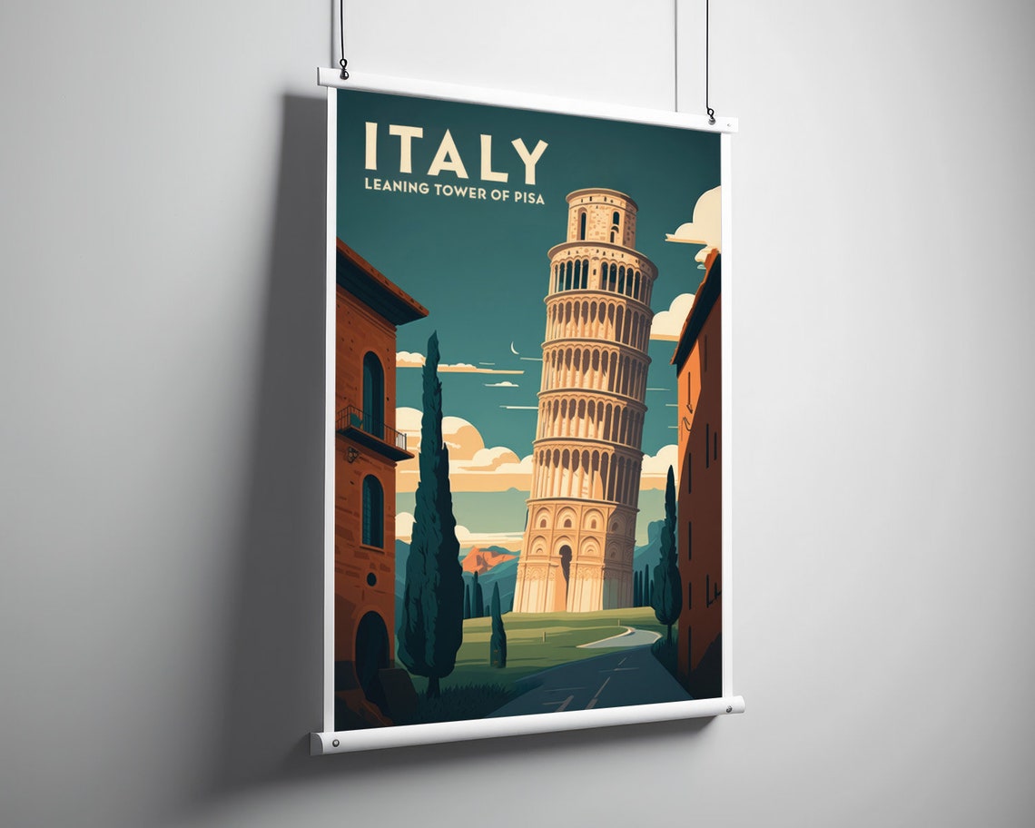The Leaning Tower Of Pisa Travel Poster Italy Wall Art Print Italy Painting Tower Of Pisa Illustration Italy Watercolor Home Decor - Image 3
