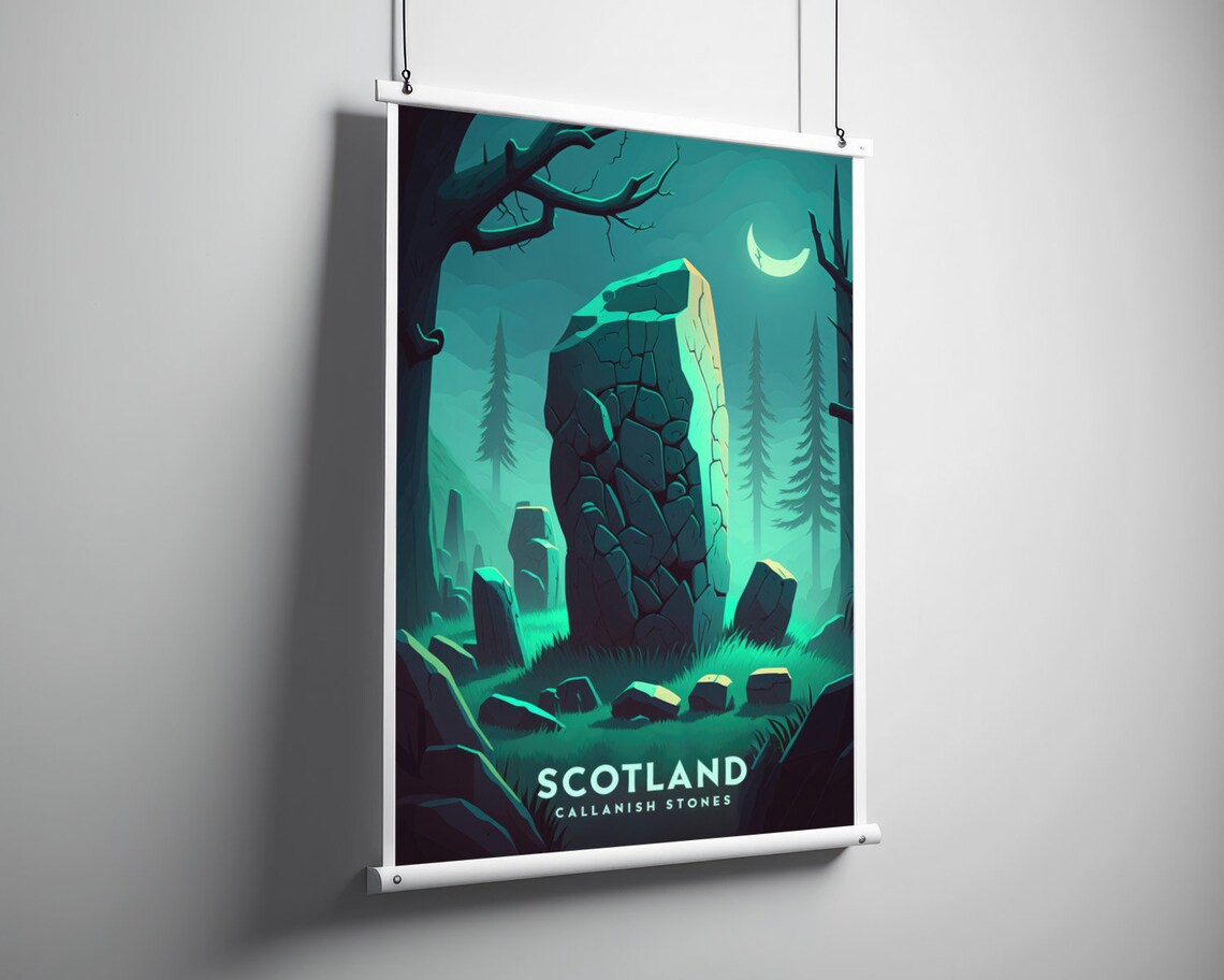 Scotland Callanish Stones Moonlit Night Vintage Travel Poster - Image 3