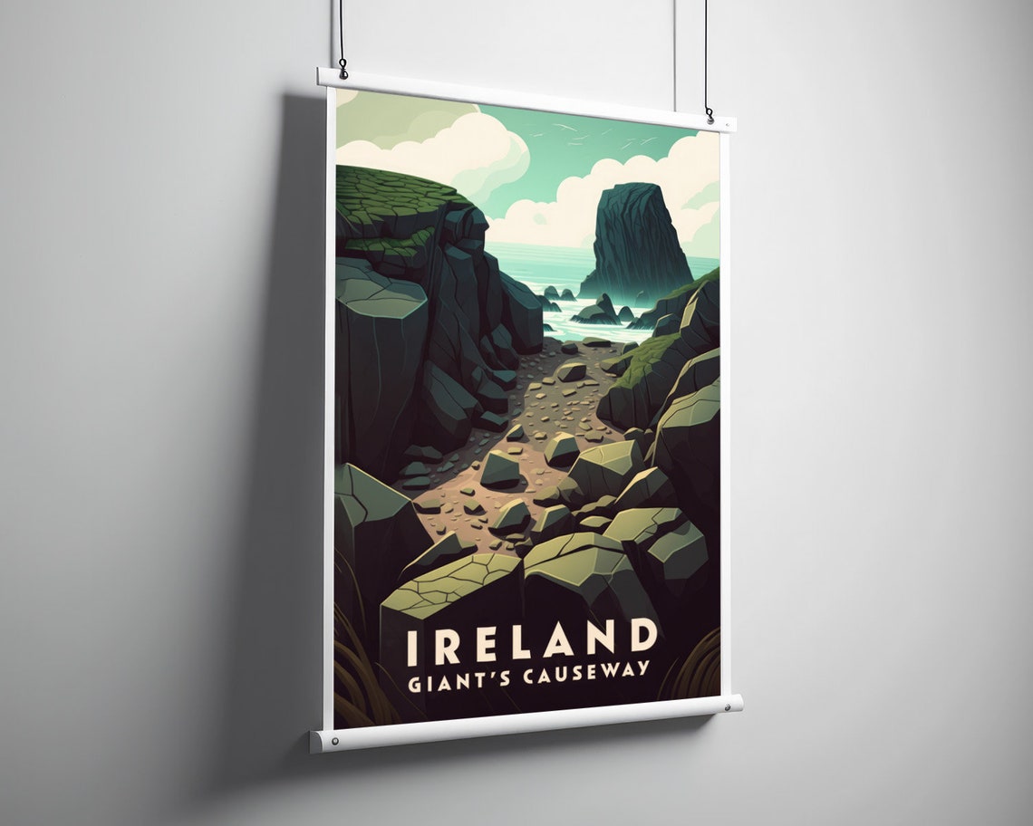 Ireland Giants Causeway Basalt Columns Coastal Cliffs Travel Poster - Image 3
