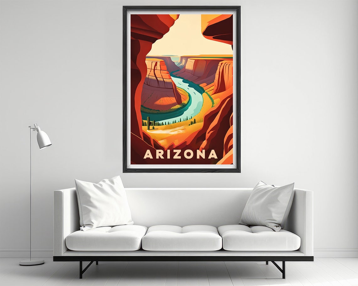 Arizona Horseshoe Bend River Canyon Sunset Vintage Travel Poster - Image 2
