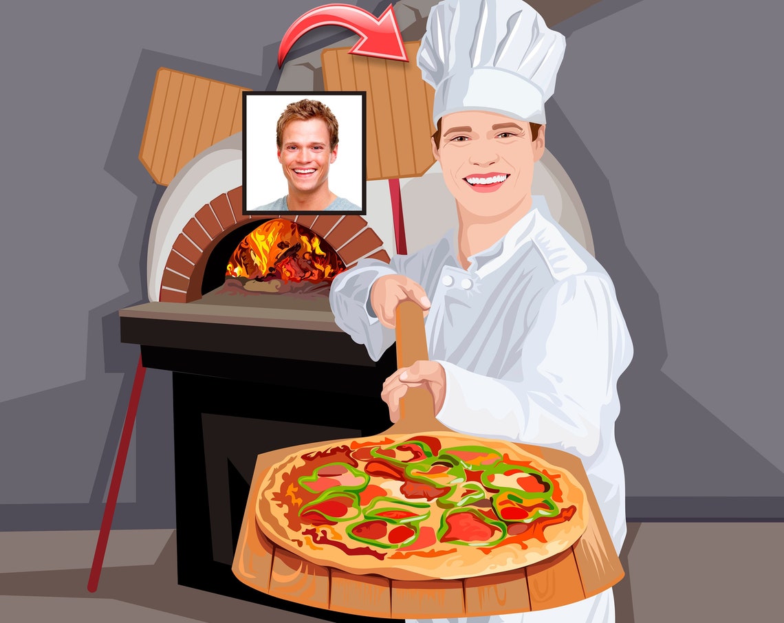 Custom Pizza Chef Portrait From Photo Personalized Gift Poster