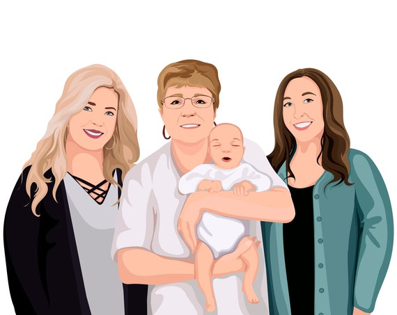Custom Grandmother With Newborn Family Portrait Sweet Gift Poster