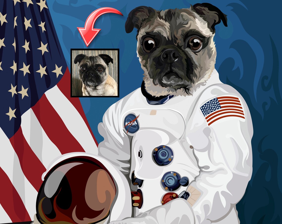 Astronaut Portrait, Space Art Print