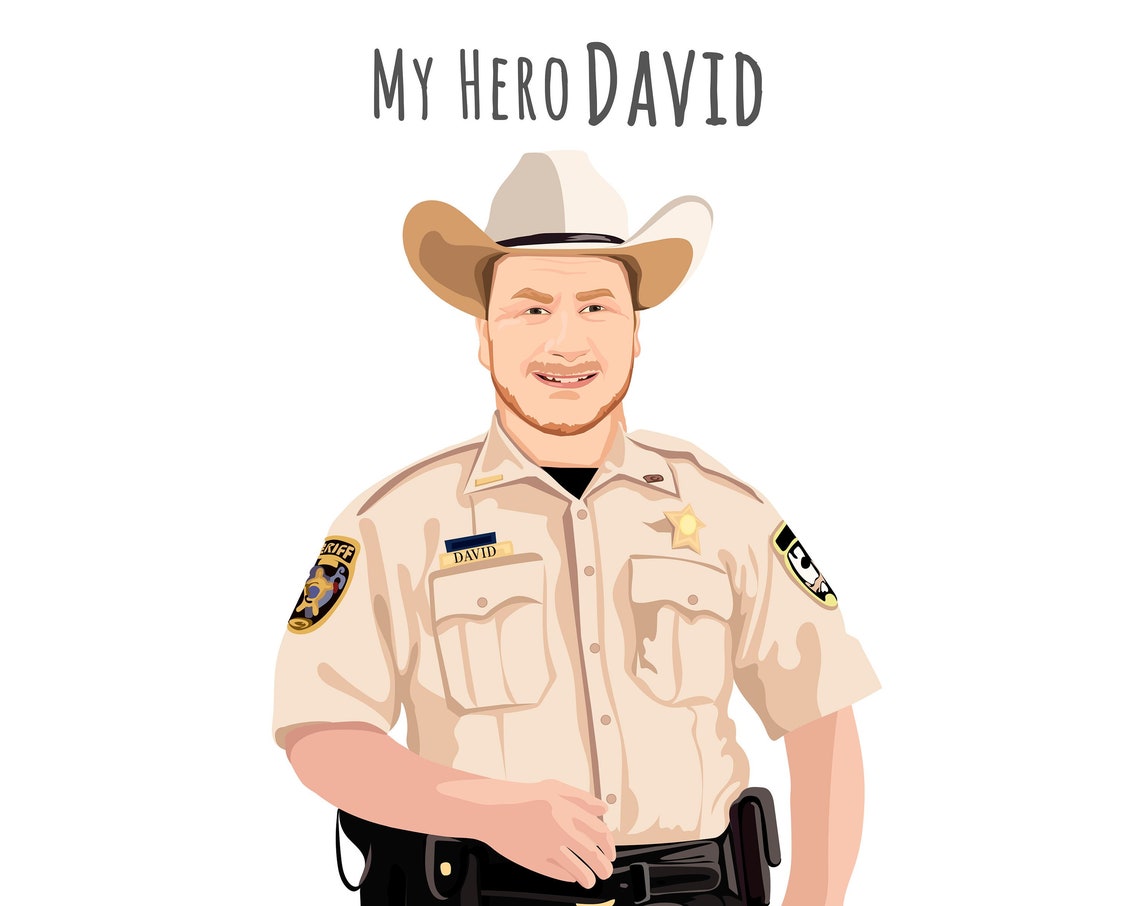 Police Officer Gifts For Men Custom Portrait From Photo Cop Gifts For Police Officers Police Retirement Gift Police Gifts For Men