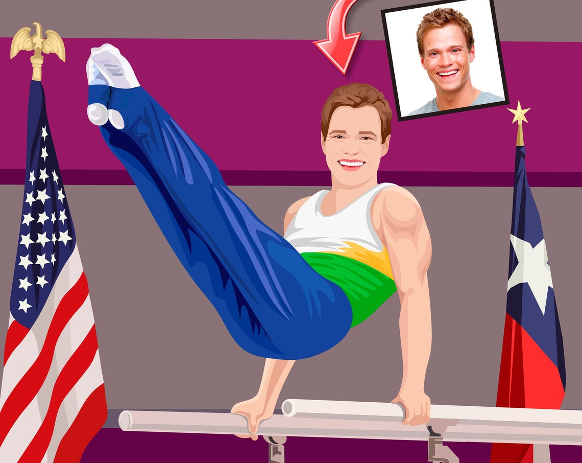 Personalized Parallel Bars Gymnast Portrait From Photo Poster