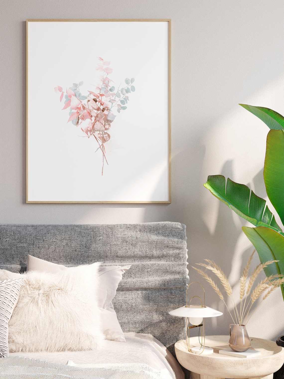 Blush Pink Watercolor Leaves Branch Delicate Floral Wall Art - Image 3