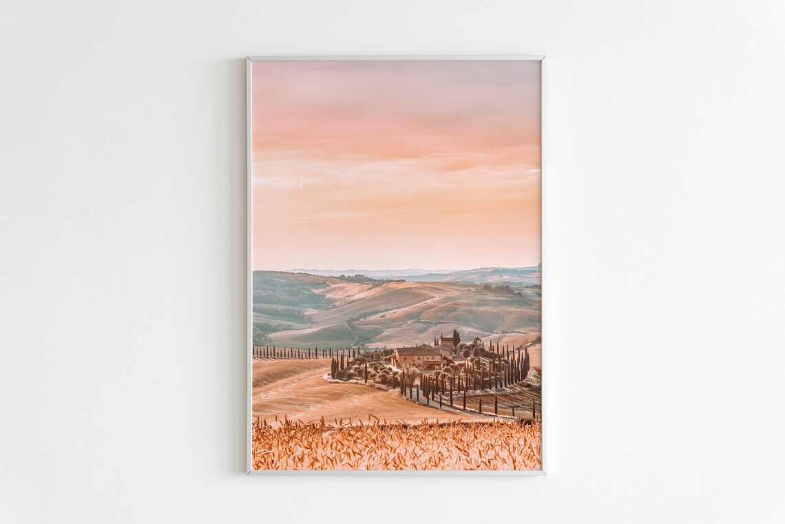 Tuscany Sunset Travel Poster, Italian Hills, Italy - Image 2