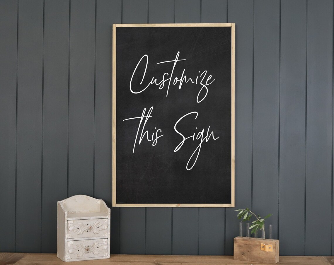 Customize This Sign Black Chalkboard Script Sign Decor Poster