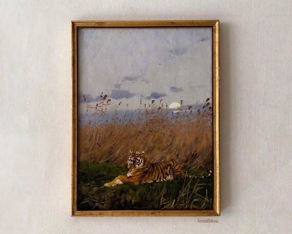 Tiger Poster Wall Decor Art Print Vintage Oil Painting Landscape