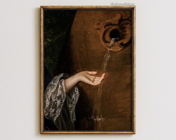 Baroque Hand at Vintage Stone Fountain Oil Painting Style Poster