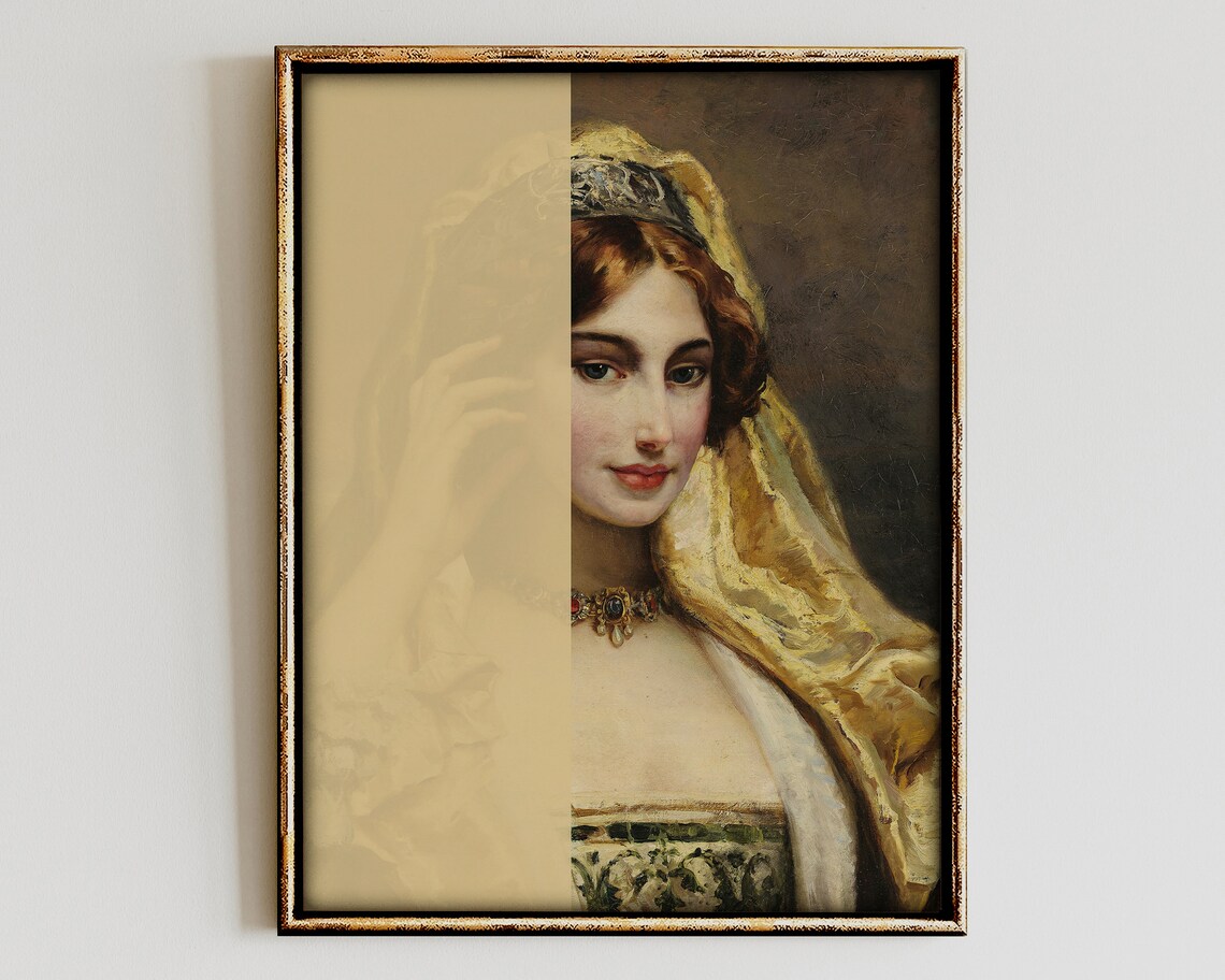Altered Oil Painting Woman Modern Portrait Print