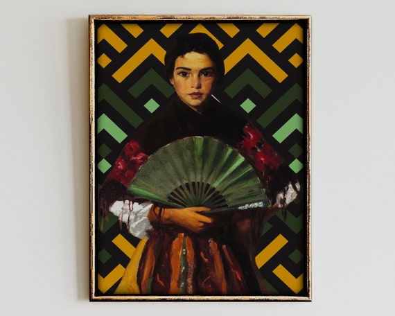 Funky Wall Art Maximalist Decor Funny Altered Quirky Feminine Portrait Eclectic Gallery Print