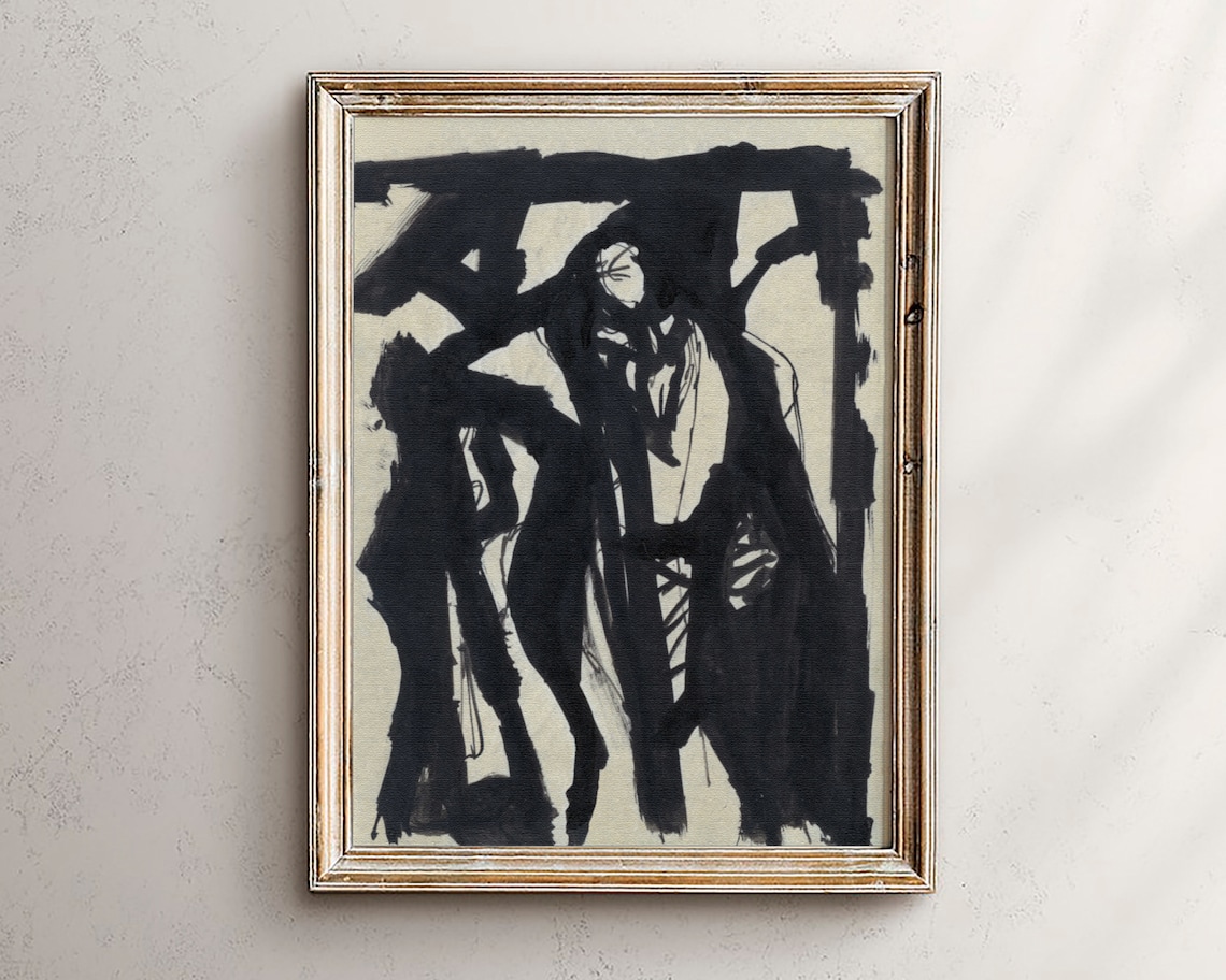 Abstract Figure Vintage Ink Sketch Art Print