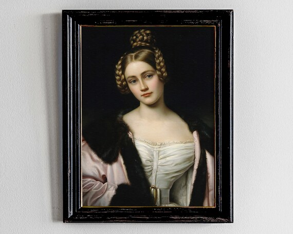 Vintage Oil Painting Moody Woman Portrait Antique Feminine Wall Art For Bedroom Decor Office Prints Baroque