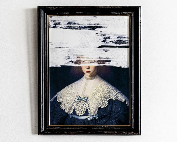 Goth Portrait Painting Artwork Decor Surreal Wall Art Altered Antique Oil Prints