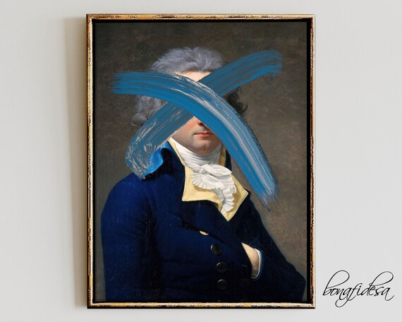 Blue Glitch Portrait Art Print Bold Abstract Face