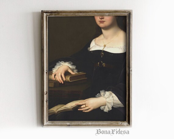 Moody Vintage Portraitvictorian Wall Artvintage Oil Paintingdark Portraitdark Academia Decoraltered Artsurreal Paintingmaximalist