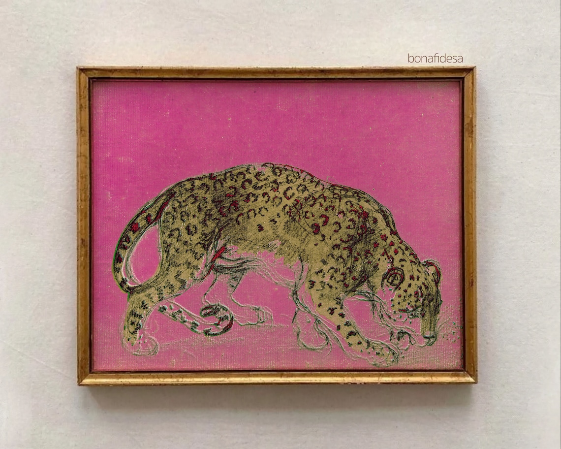 Vintage Animal Print, Maximalist Eclectic Landscape Art