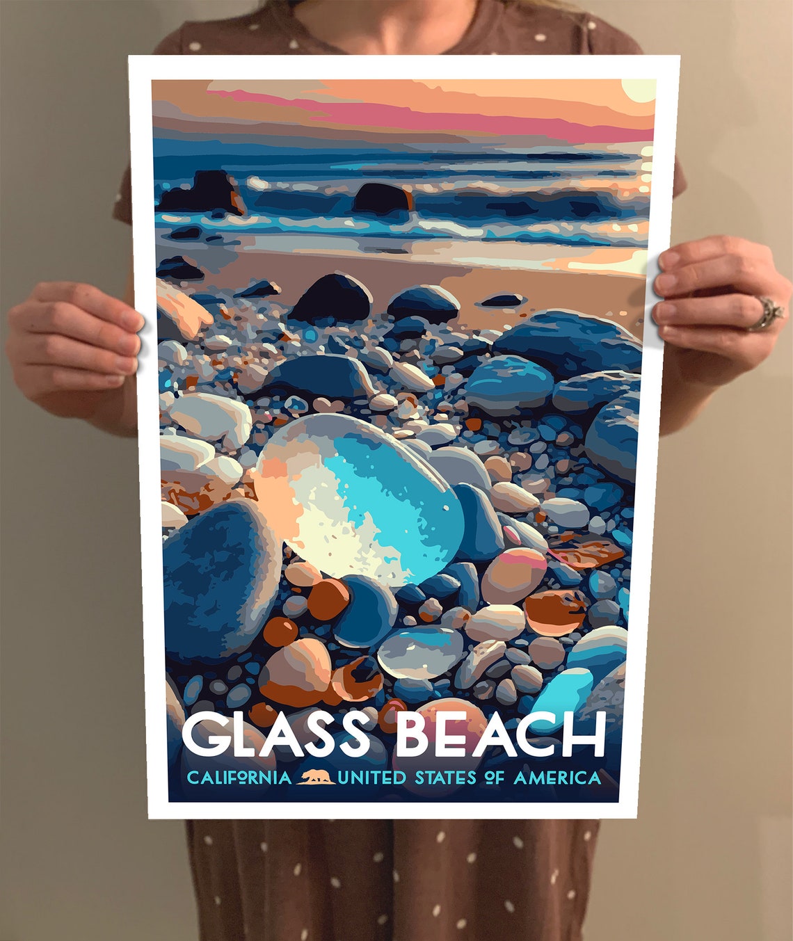 Glass Beach California Vintage Style Travel Poster 8x10 12x18 18x24 24x36 4x6 Postcard Wpa Style United States Usa Art Print Bragg - Image 2