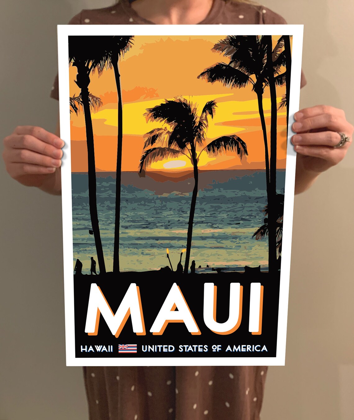 Maui Vintage Travel Poster, Hawaii Beach Art Print - Image 2