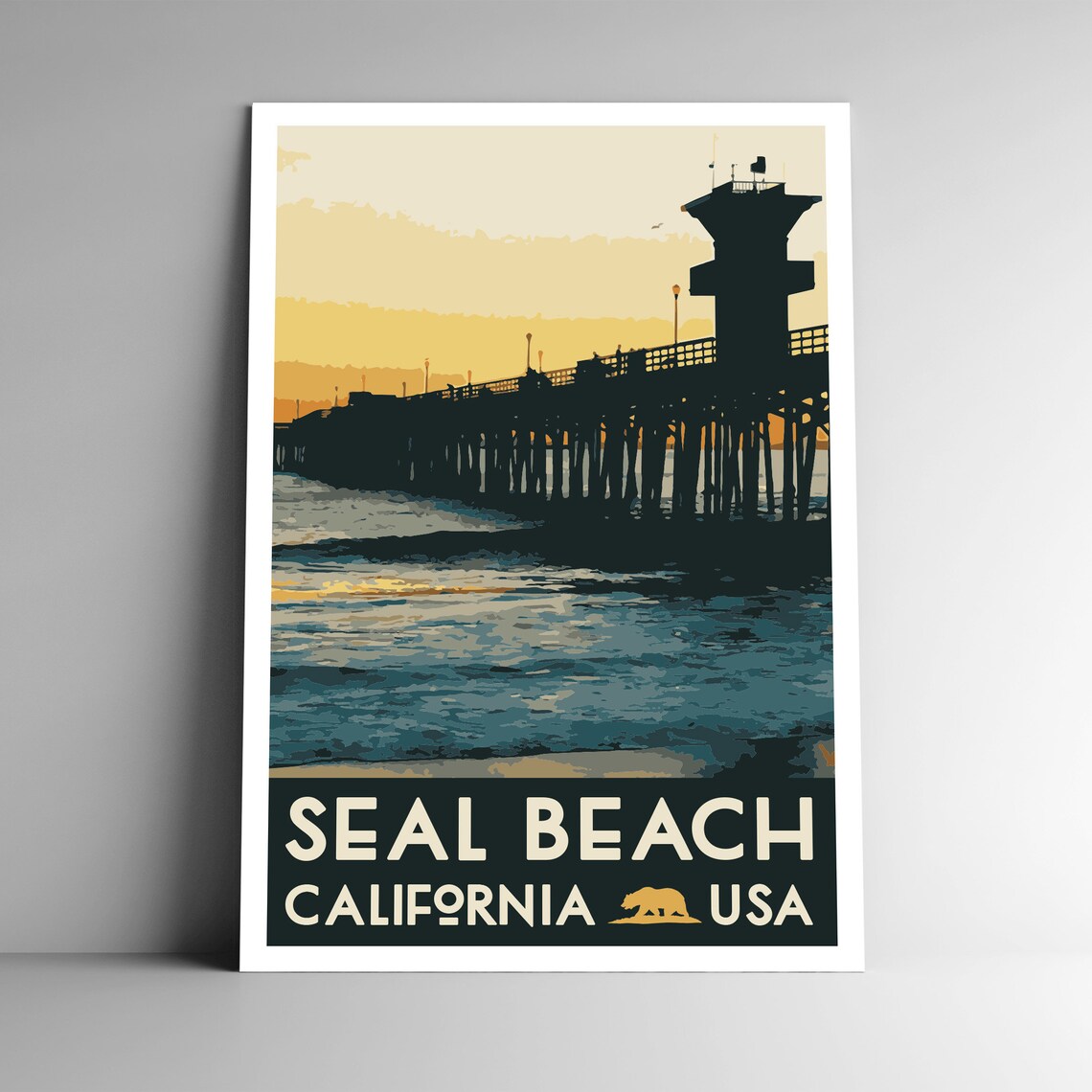 Seal Beach WPA Style Vintage Travel Poster