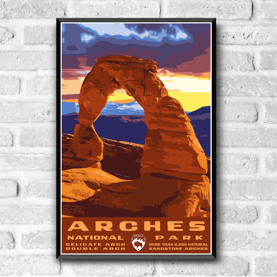 Arches National Park Vintage Style Travel Poster, Moab Utah - Image 3