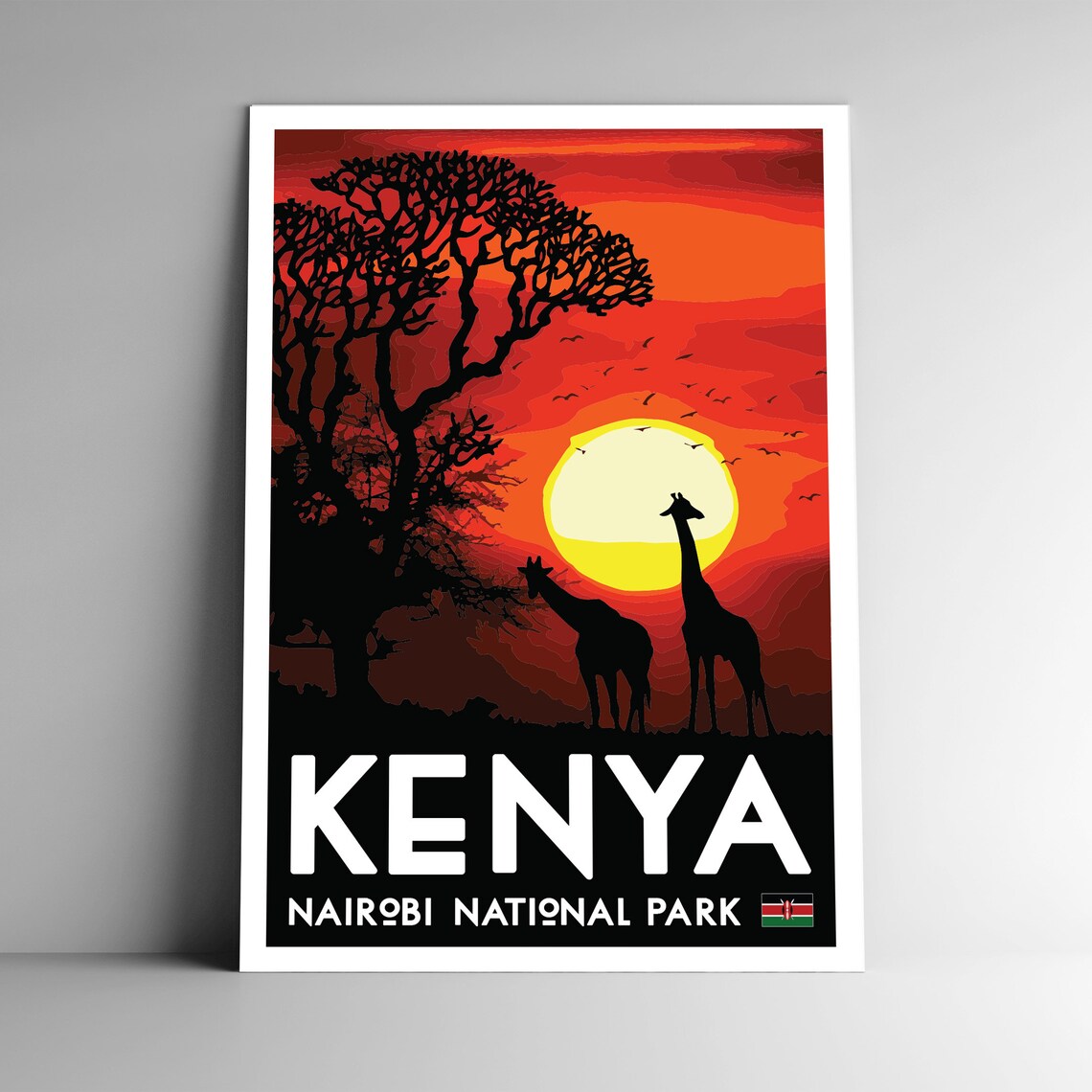 Kenya Nairobi National Park Vintage Style Travel Poster