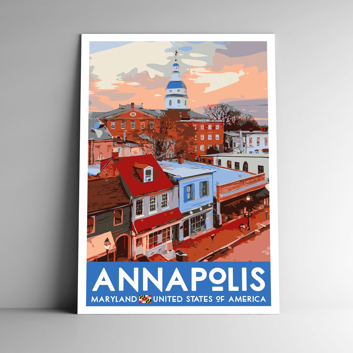 Annapolis Maryland Vintage Style Travel Poster