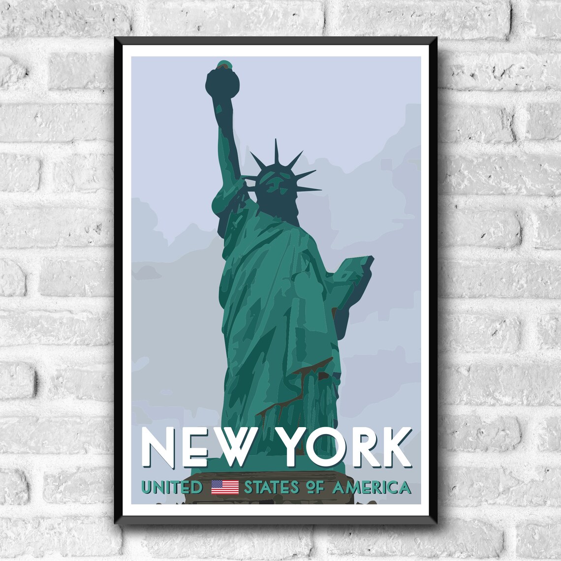 New York Statue of Liberty Iconic Landmark Vintage Travel Poster - Image 3