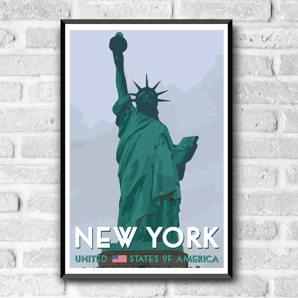 New York Statue Of Liberty Wpa Style Vintage Style Travel Poster 8x10 12x18 18x24 24x36 4x6 Postcard Usa United States Retro Art Print - Image 3