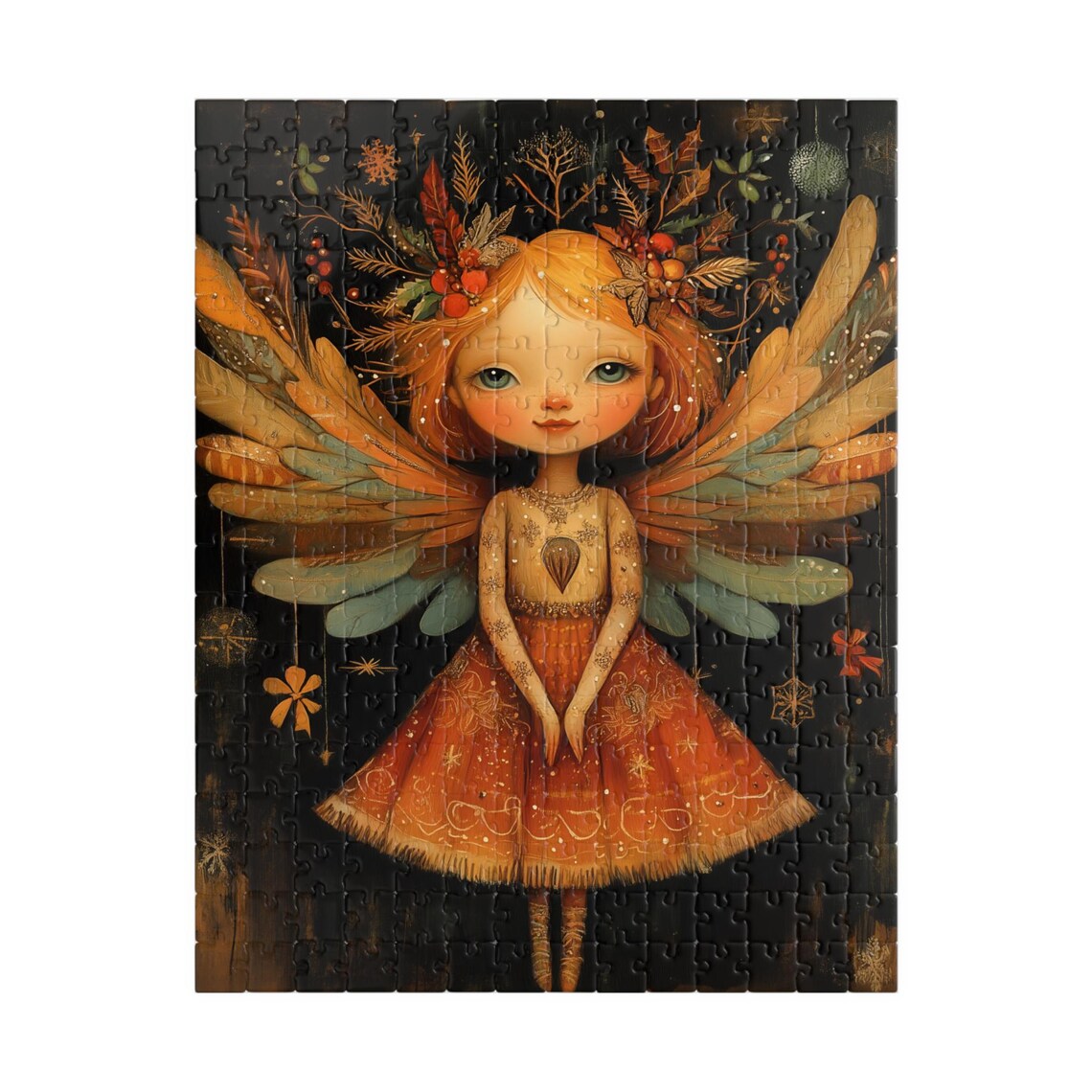 Autumn Fairy Girl Red Hair Leaf Wings Berry Headdress Art Poster - Image 5
