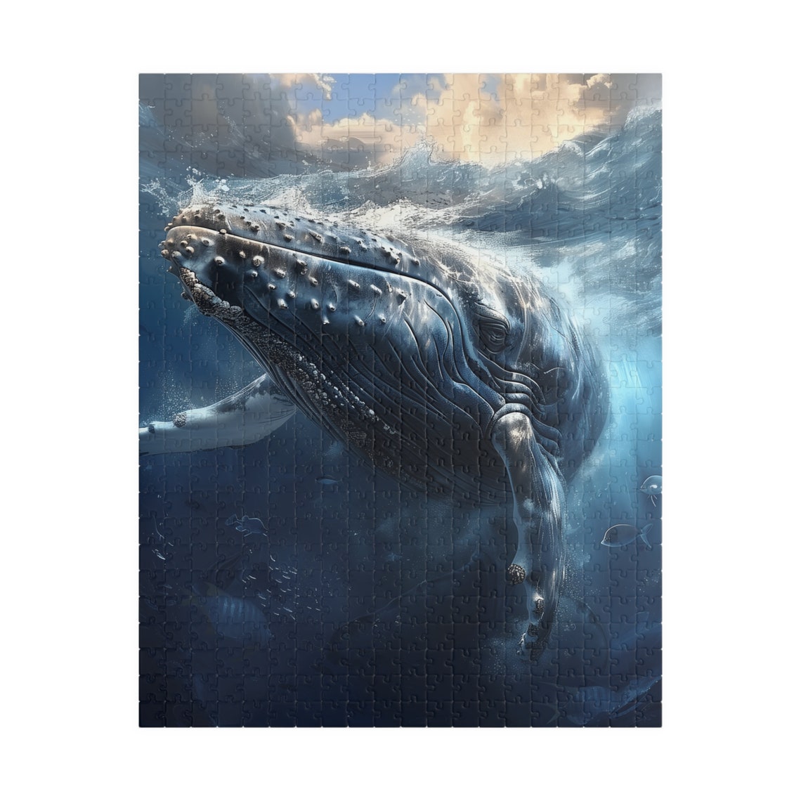 Humpback Whale Swimming Beneath a Breaking Ocean Wave Art Print - Image 5