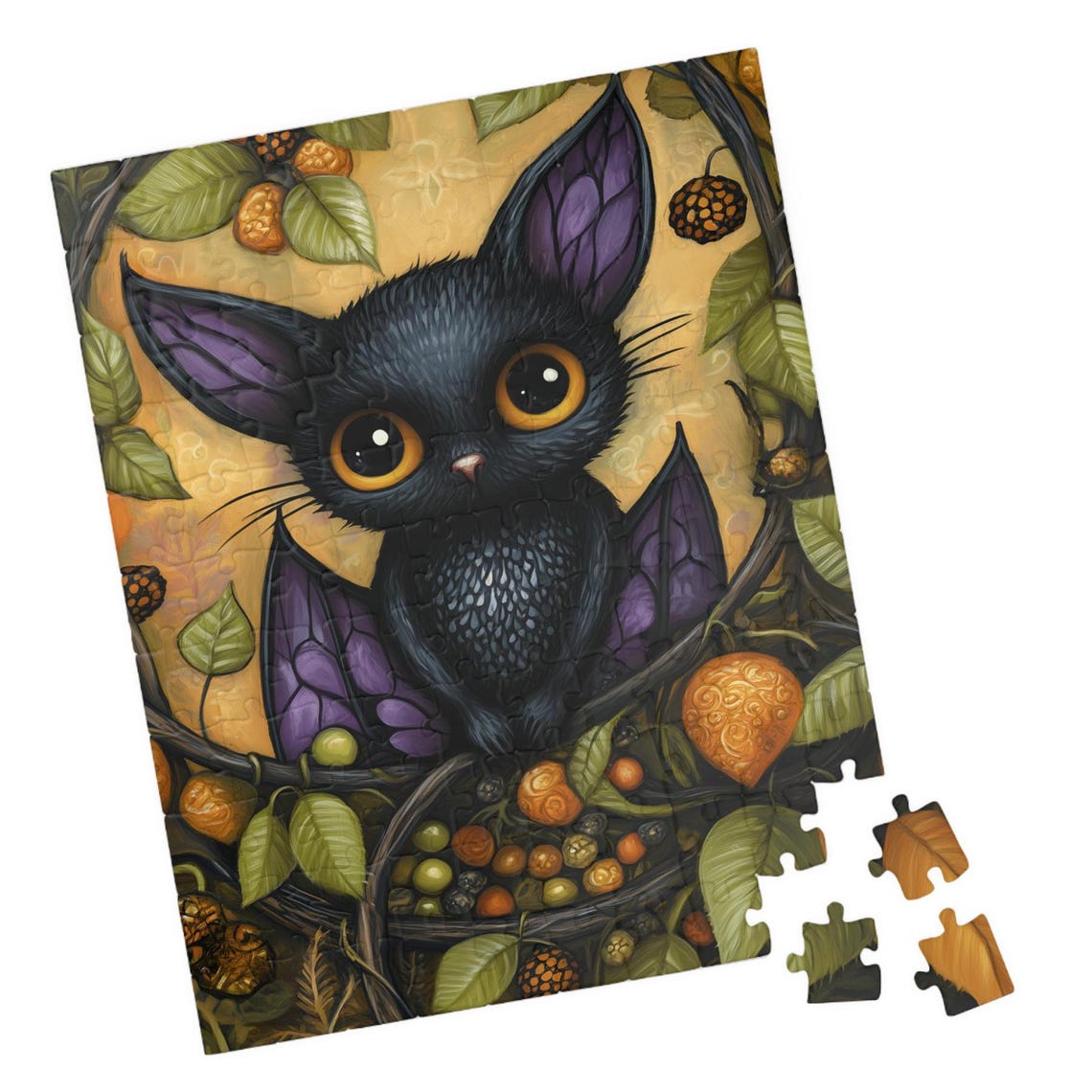 Cute Bat In A Tree Jigsaw Puzzle Gift For Halloween Holidays Birthdays Get Well And Nursing Homes Fun Tech Free Activity