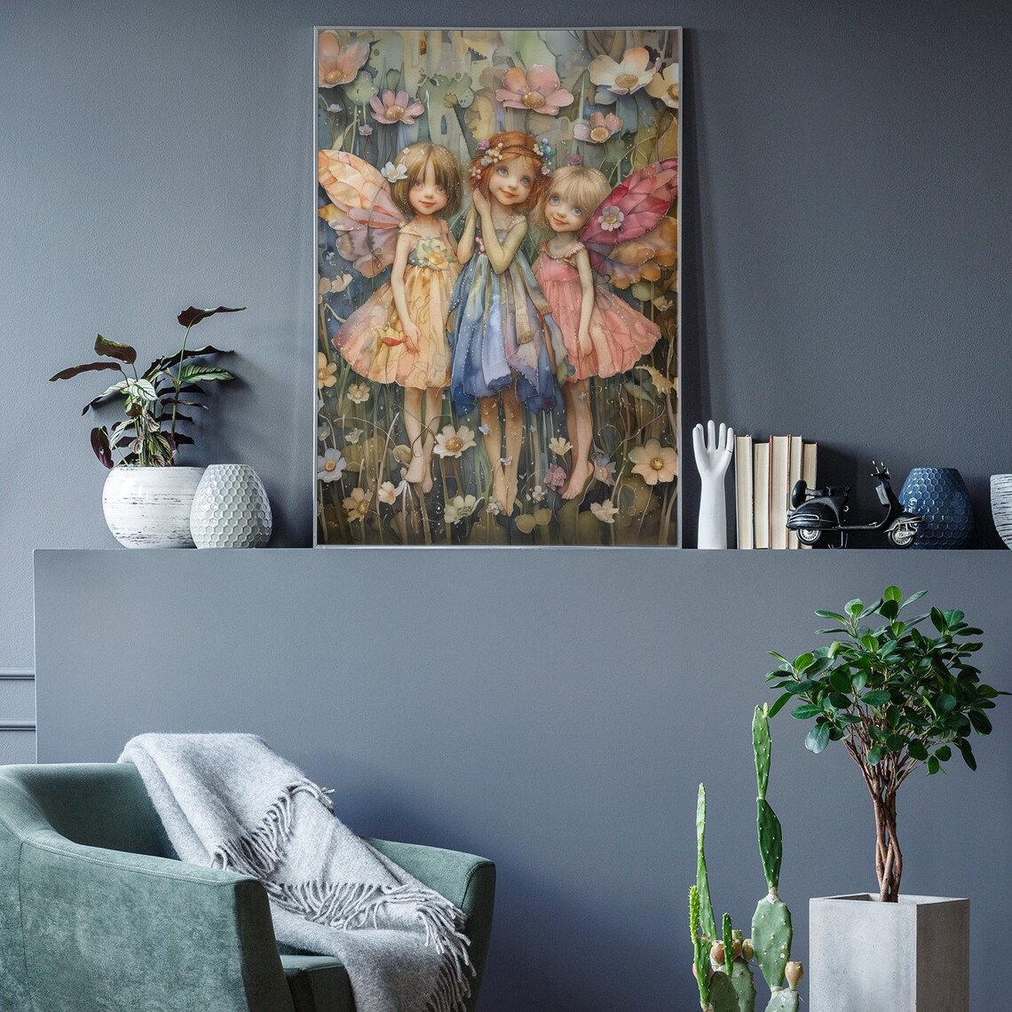 Little Pastel Fairies Watercolor Fantasy Art Print - Image 4