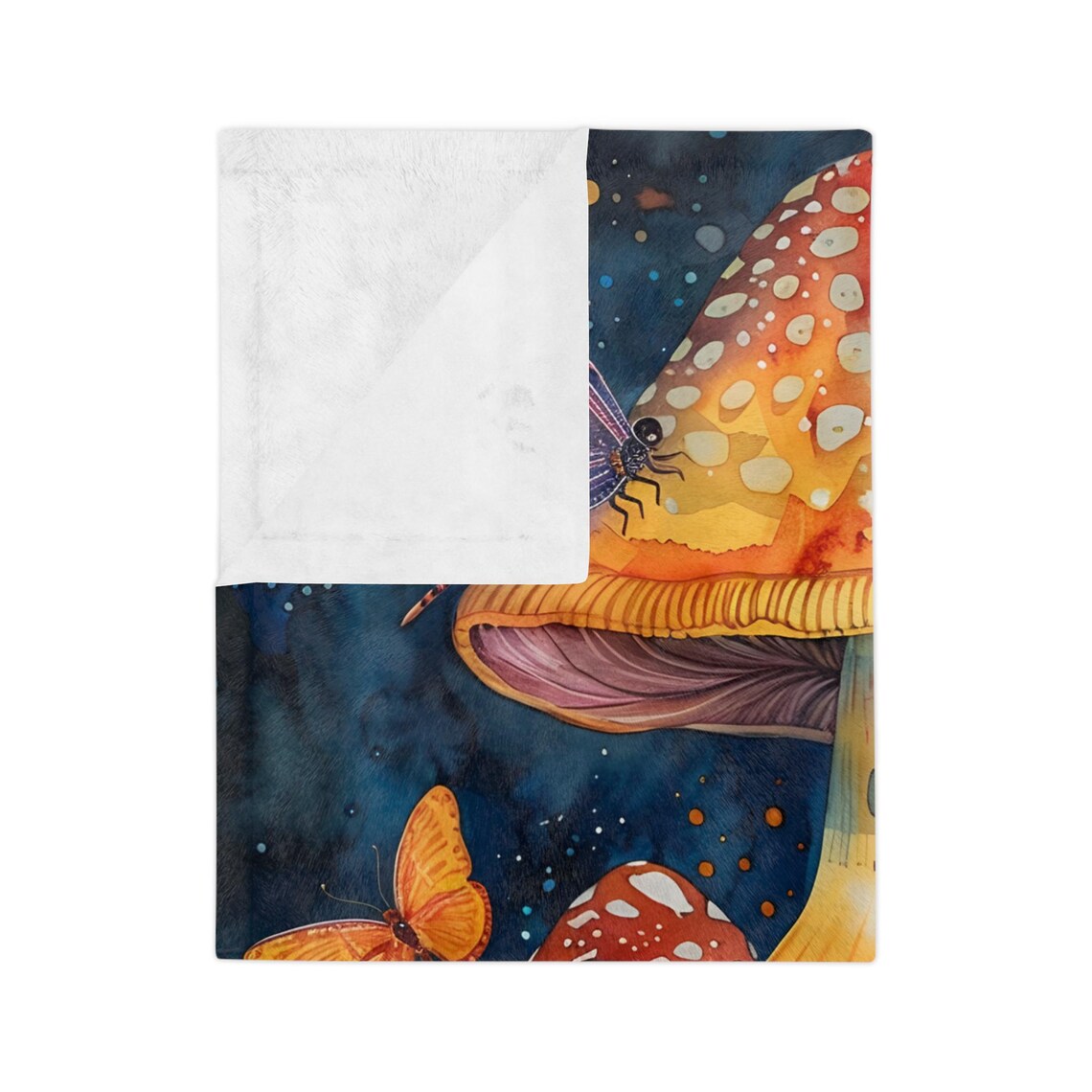 Magical Night Garden of Glowing Mushrooms With Butterflies Poster - Image 4