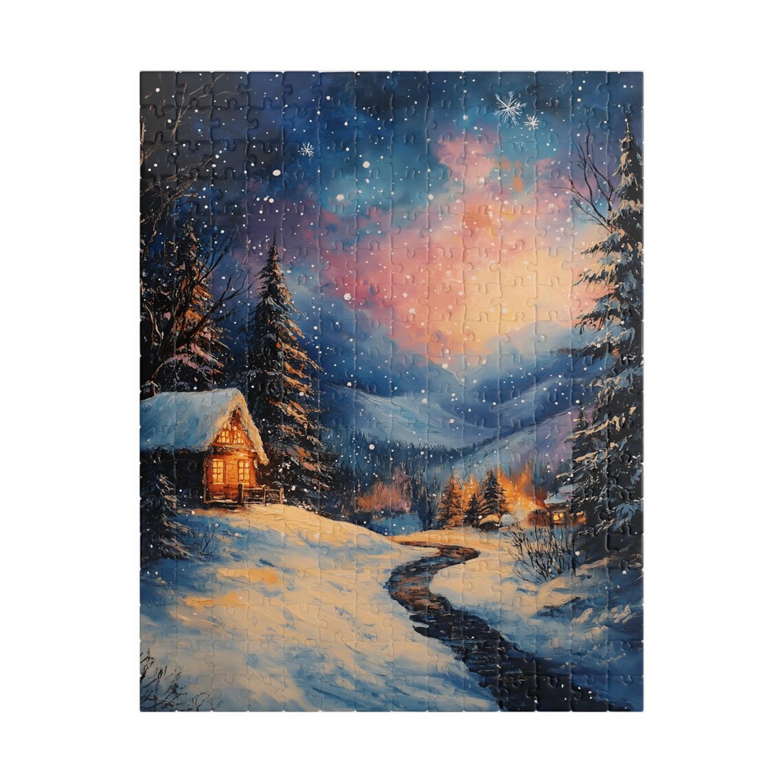 Snowy Cabin At Twilight Jigsaw Puzzle Gift - Image 5