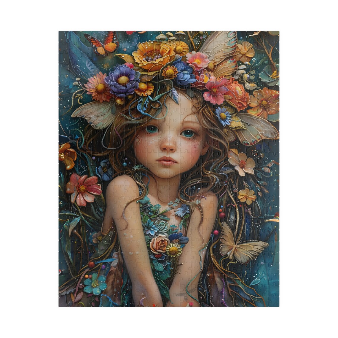 Flower Fairy Girl With Butterflies Dreamy Jigsaw Puzzle Print - Image 5