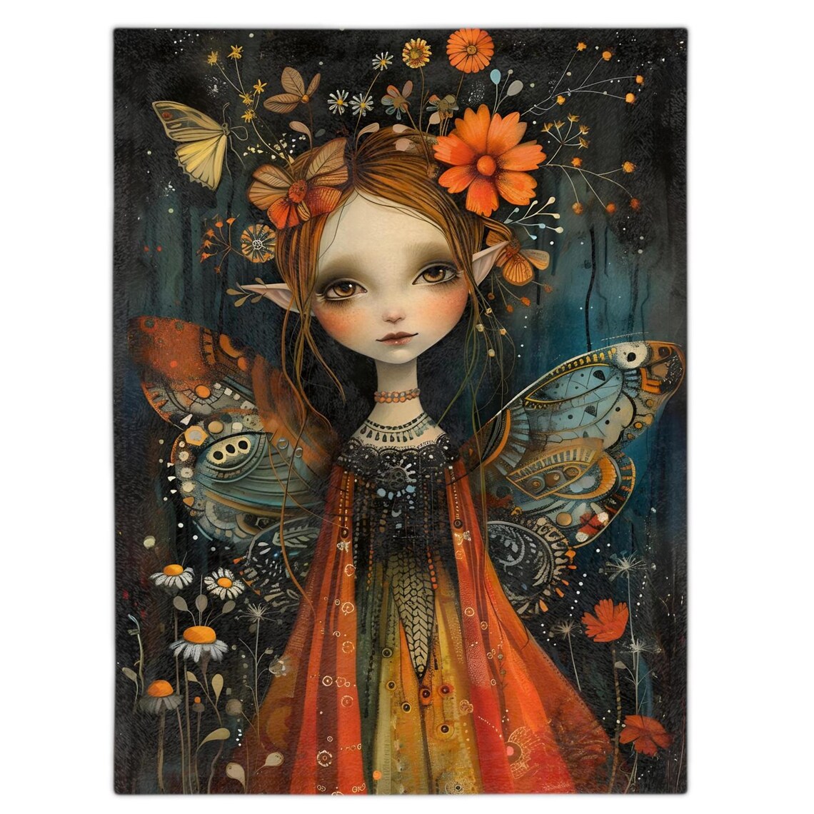 Autumn Fairy Girl Butterfly Wings Fantasy Portrait Magic Poster - Image 2